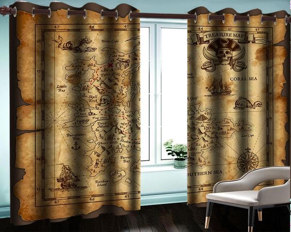 

curtain & drapes custom made window 3d child bedroom blackout ancient treasure map print for living room