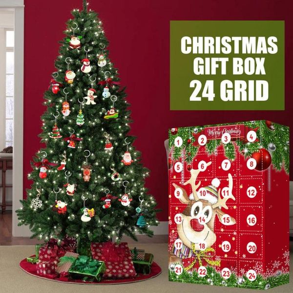 

party favor calendar box delicate long lifespan resin christmas pendant keychain advent holiday gifts