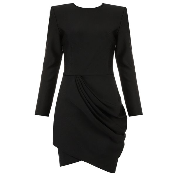 

bandage dress bodycon ladies clothing women summer autumn elgant party celebrity long sleeve mini dresses 210515, Black;gray