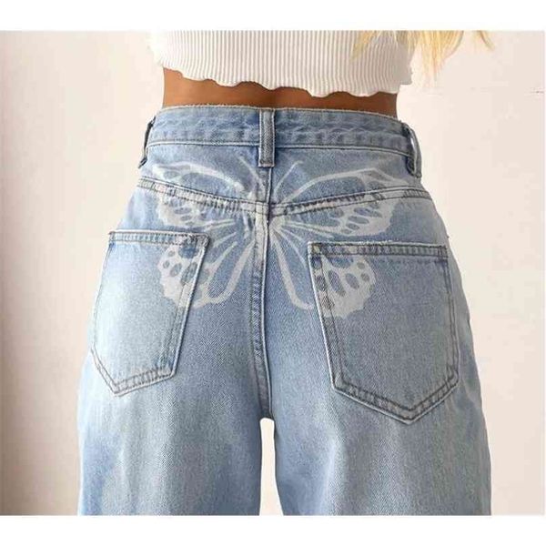 

high waist jean cargo pants waisted straight leg vintage 210915, Blue