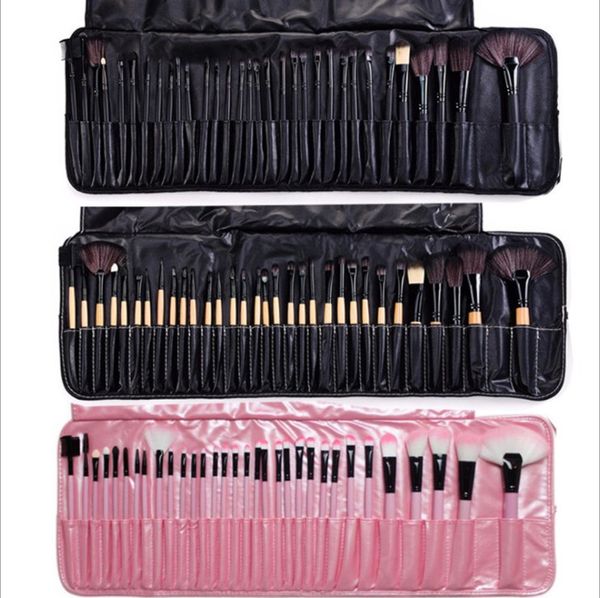 32 PCS Profissional Maquiagem Escovas Cosméticos Eyeliner Lipbrush Foundation Brush 7 Cores DHL