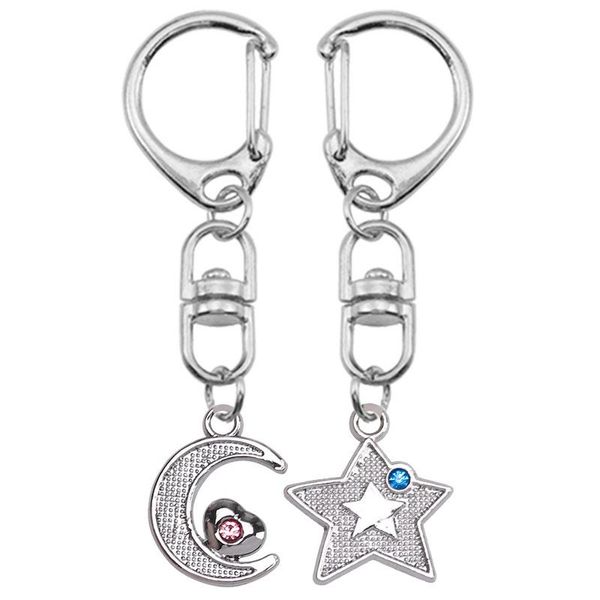 

keychains 2021couple keychain alloy stars moon pendant boho style key holder fashion men and women friends jewelry gift bag accessories, Silver