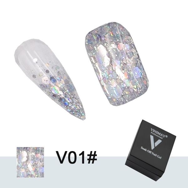 

nail gel 24 color art polish glitter sequins colorful glue bright reflective diamond varnish tslm1, Red;pink