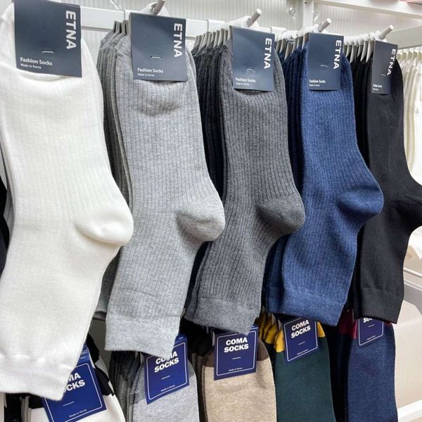 

men's socks color thread medium tube, Black