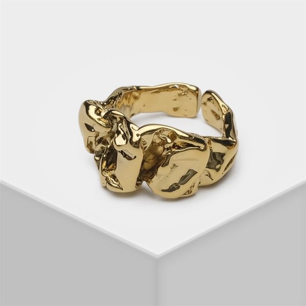 

amorita boutique fashionable irregular open ring 211217, Slivery;golden