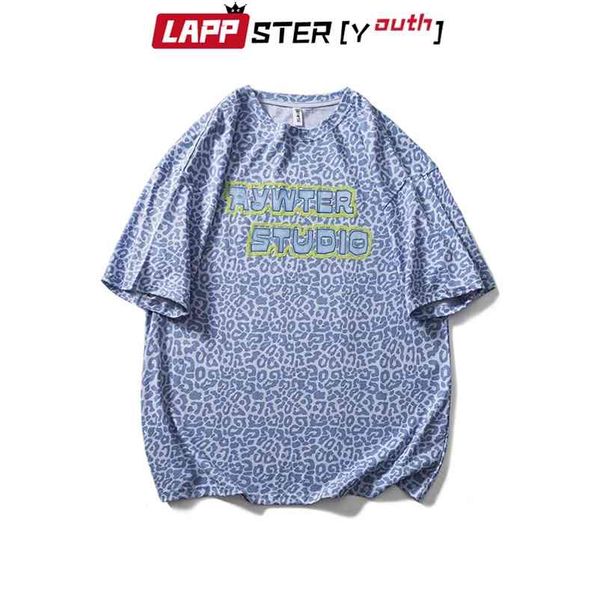 

men leopard harajuku t-shirts summer mens hip hop streetwear korean fashion tshirt male vintage designer tee 210420, White;black
