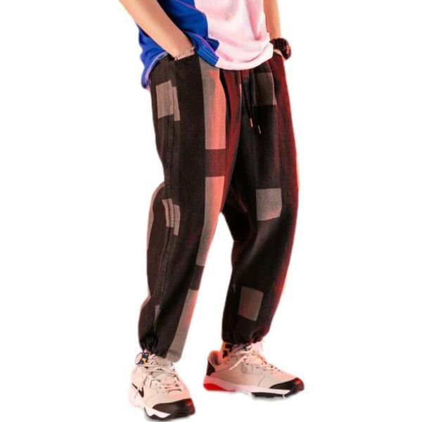 

black jeans 2021 hip hop stitching design denim trousers streetwear printing mens pantalones male casual harem pants w1917 men's, Blue