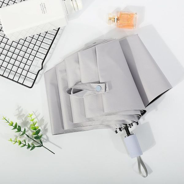 

umbrellas women simple sunny umbrella dual use solid color 3 folding parasol black glue sunscreen and rainy