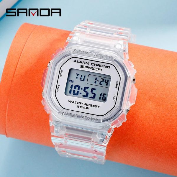 

wristwatches sanda 2009 fashion sport watch women transparent strap led digital clock ladies electronic relogio feminino, Slivery;brown
