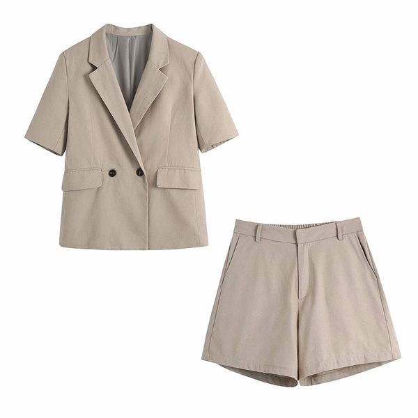 

women two pieces set cropped blazers and shorts suit fashion casual chic lady outfits & suit 210517, White