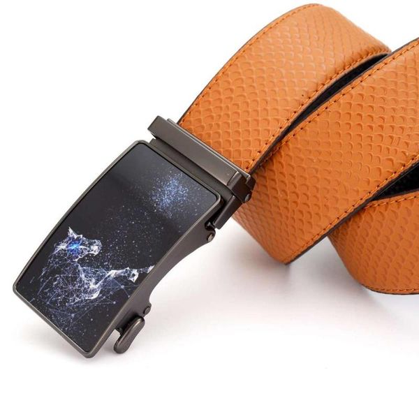 

belts men belt dress ratchet genuine leather automatic sliding buckle - 4colors trim to fit, Black;brown