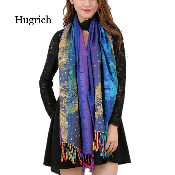 

women's new retro tassel scarf lady cotton twill shawl autumn winter gradient color warm scarves female jacquard scarf and wraps, Blue;gray