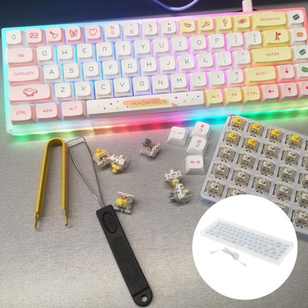 

keyboards 65% compact layout acrylic transparent diy kit 68 keys computer mechanical keyboard rgb backlight ,plug and play, parts