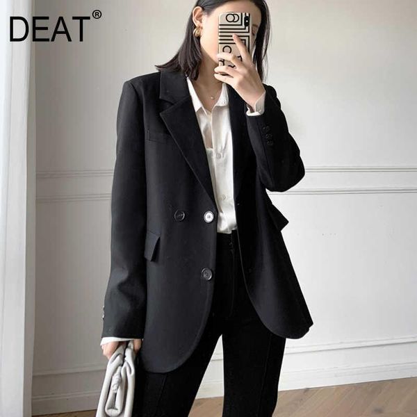

women's suits & blazers deat woman blazer coat solid long sleeve notched collar single breasted back pocket casual style 2021 summer fa, White;black