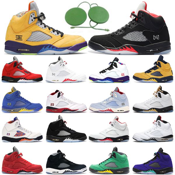 

2021 basketball shoes 5 5s men shoe raging bull what the alternate grape white cement fire red metallic silver international flight trainers