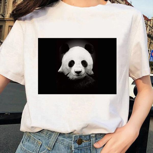 

kawaii panda print harajuku summer women graphic tee femme funny vintage top, White