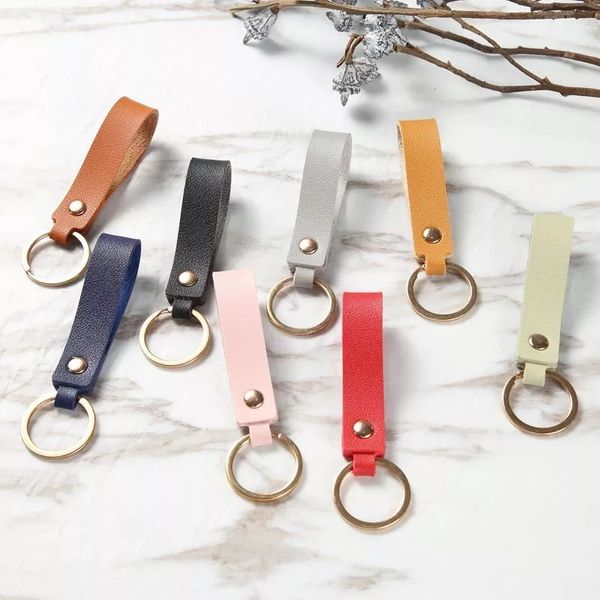

fashion pu leather keychain business gift leather key chain car auto key strap waist wallet keychains keyrings keyholde, Silver