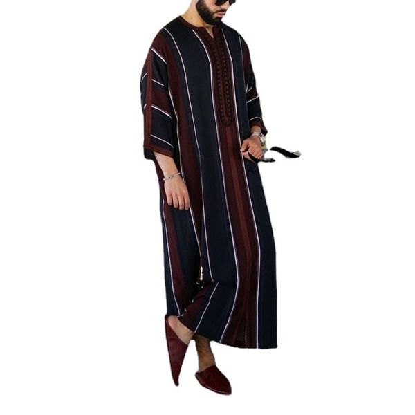 

men's casual shirts 2022 long sleeve striped shirt african traditional fashion muslim clothing, White;black