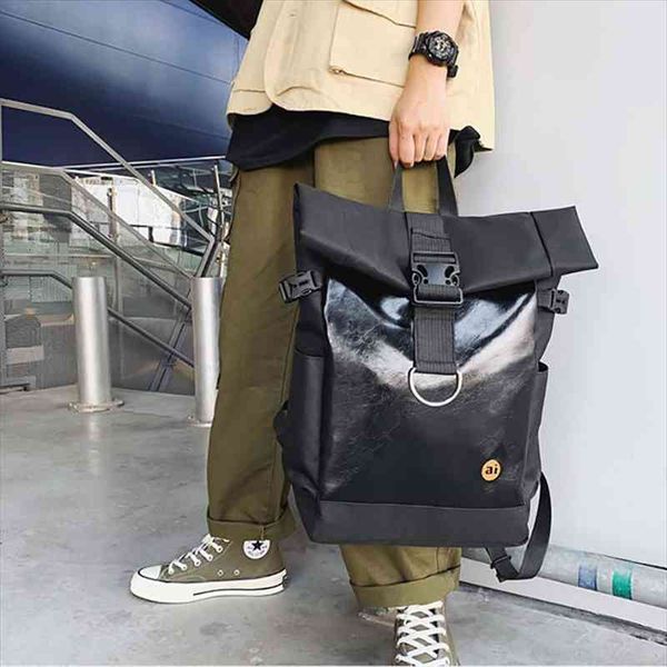 

fashion pu leather backpack trend youth students bag casual street neutral package travel durable
