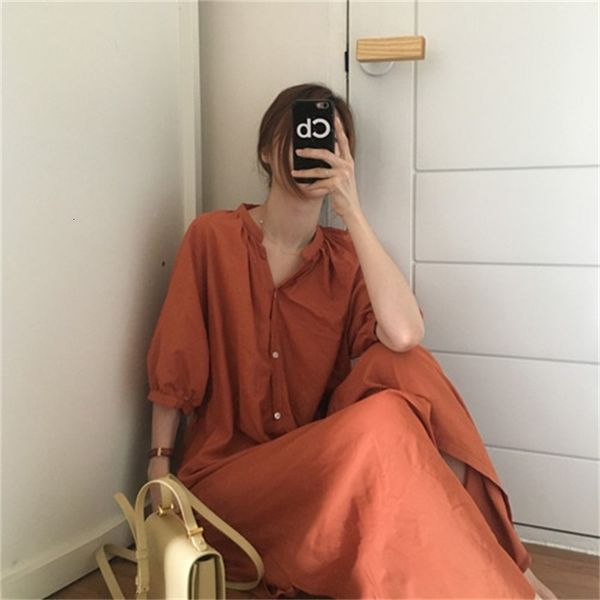 

dresses 2021 korean fresh oxygen girl minimalist solid single breasted pleated collar shirt dress, Black;gray