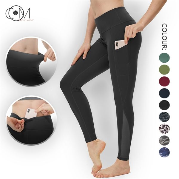 

capmap high waist yoga trousers with pockets abdomen squat exercise pants suitable for women to stretch running fitness leggings, Black;white