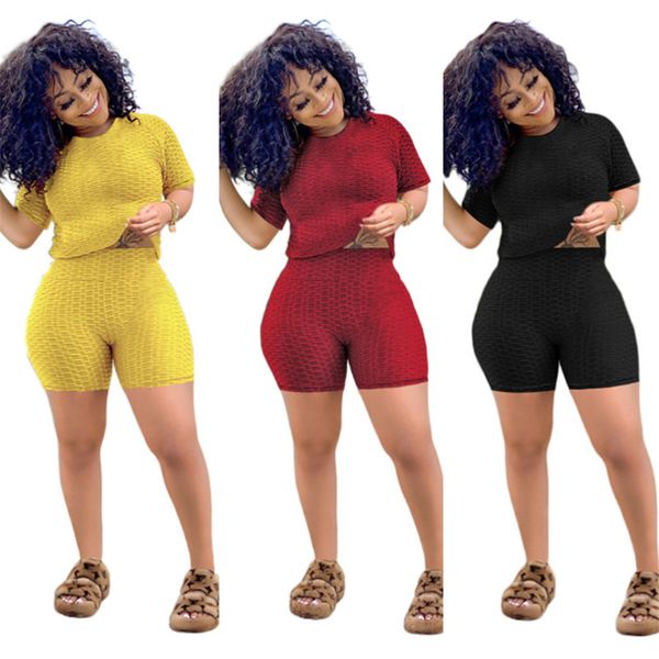 

women casual tracksuits letter two piece sets solid color sweatsuit summer clothing sports jogger suit short sleeve t shirt+mini shorts plus, Gray