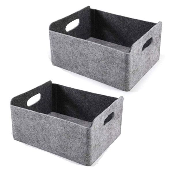 

storage baskets 2pcs felt basket/bin with handles, collapsible & convenient solution