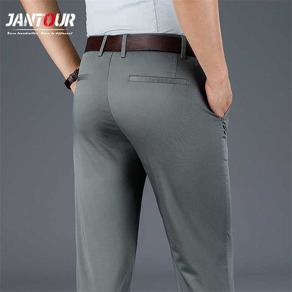 Pantaloni casual dritti da uomo di alta qualità Pantaloni da lavoro dritti elasticizzati grigio chiaro pantaloni neri kaki taglia uomo 42 211112