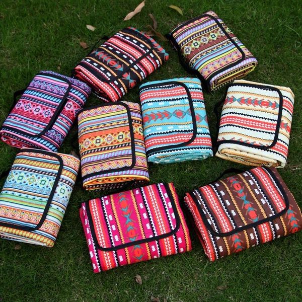 

waterproof portable camping mat retro printed outdoor bohemian picnic beach blanket for multiplayer foldable sleeping hiking pads