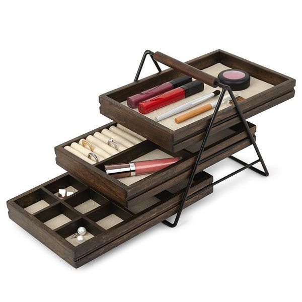 

storage boxes & bins jewelry earrings solid wood rack hand box creative wedding wooden
