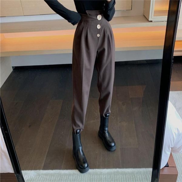 

capris korean style ladies 2021 casual solid color fashion hare vintage female leisure pants attacked, Black;white