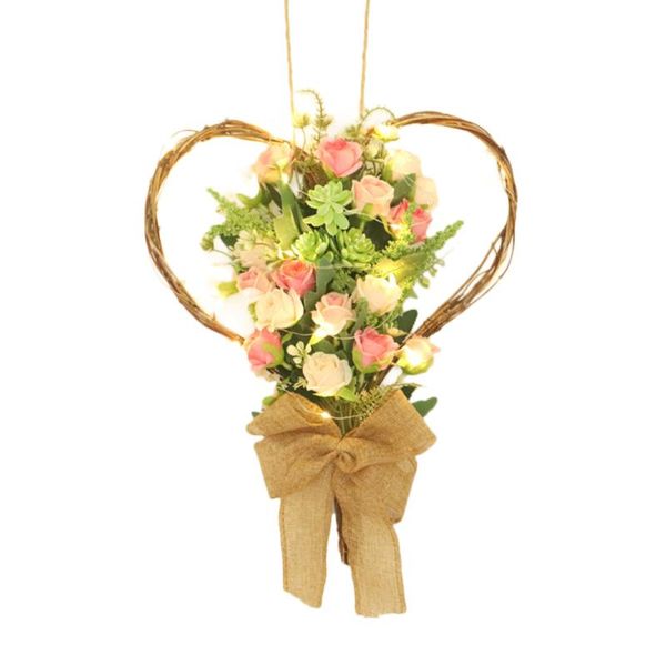 

decorative flowers & wreaths wreath heart-shaped decoration simulated rose wall hanging flower plastic pink multicolor 1pcs simulation roses