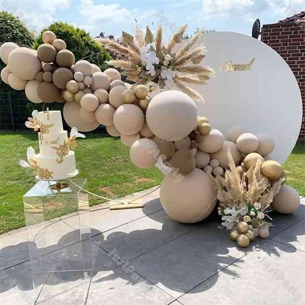 Raddoppiato Albicocca Cioccolato Marrone Palloncino Arco Ghirlanda Forniture per matrimoni Festa di compleanno Rivelazione di genere Decorazione Baby Shower Decor 210719