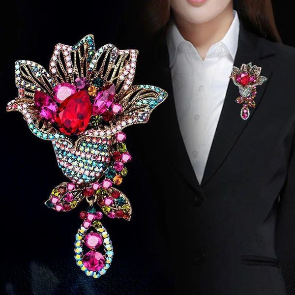 

pins, brooches ruijia dusk jewelry women's flower retro three-dimensional high-end accessories fashion corsage, Gray