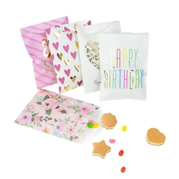

gift wrap 10/12pcs heart flower printed envelope paper bags cookies candy packing bag for baby shower birthday party wedding decor
