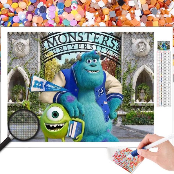 

diamond painting 5d cartoon monster family diy children mosaic set embroidery home decor rhinestones square round cross stitch