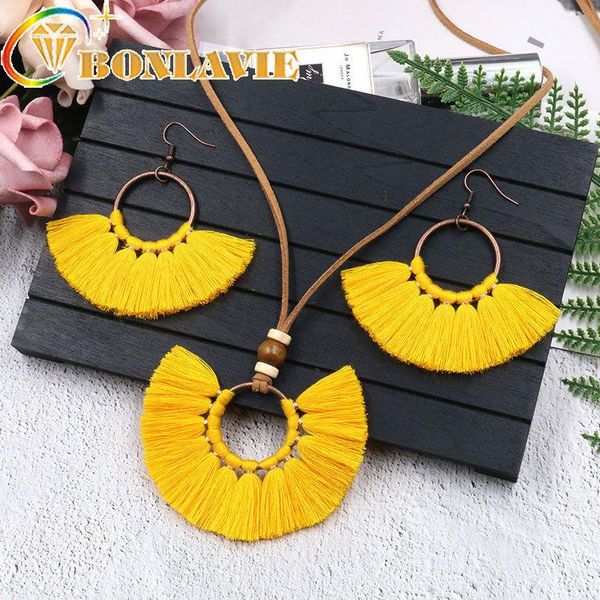 

earrings & necklace arrival tassels suit manual weave multi-storey cloth long chain pendant women's jewelry set, Silver