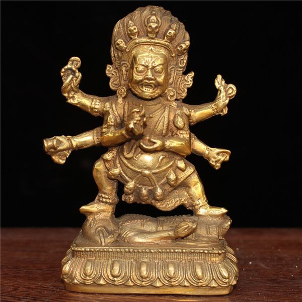 

chinese old craft old tibetan pure copper six-walled maha buddha, Brown