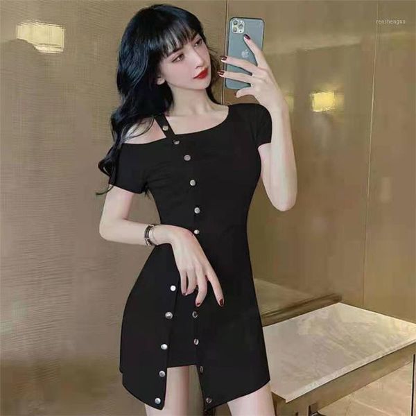 

casual dresses po the off-the-shoulder sling thin irregular dress women clothing plus size, Black;gray