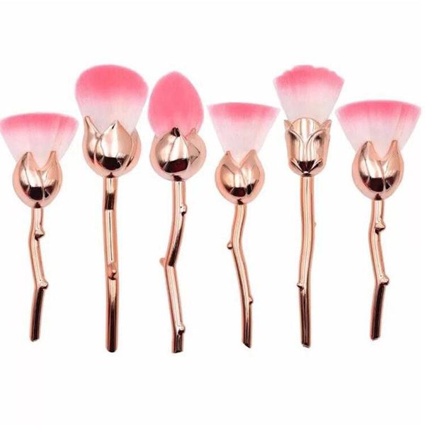 

makeup brushes 6pieces/set rose style golden silky soft handle beauty girl ladies cosmetic make up tool colorful elegant