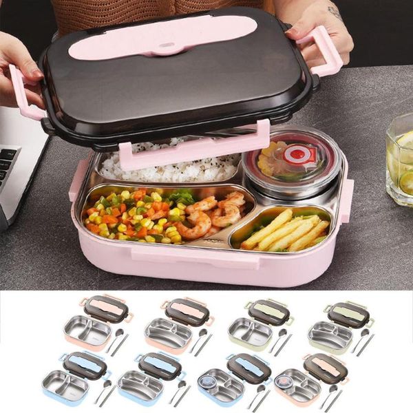 

dinnerware sets bento boxes stainless steel lunch box multi-compartment containers with chopsticks and spoon for students office