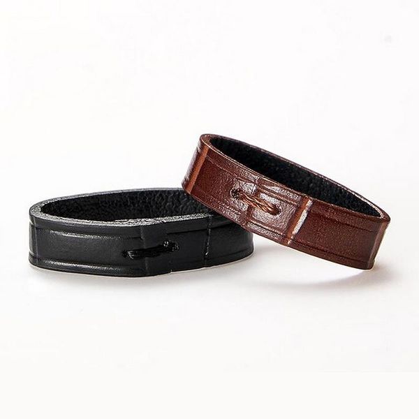 

watch bands 2pcs genuine cow leather strap keeper ring hoop loop black brown watchband security holder fasten retainer 16 18 20 22mm