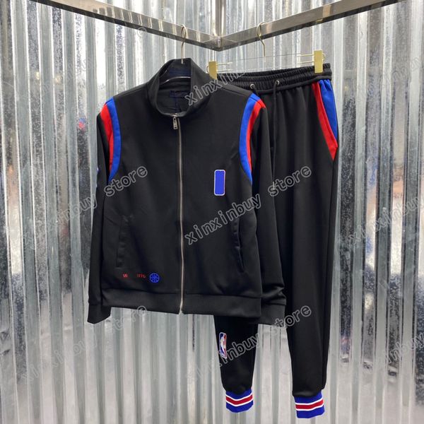

21ss mens women designers tracksuits zip neck basketball stripe letter streetwear windbreaker fashion tracksuit men designer black white s-x, Gray