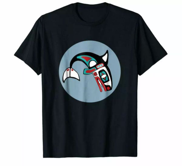 

r1 haida killer whale pacific northwest native art black t-shirt s-6xl, White;black