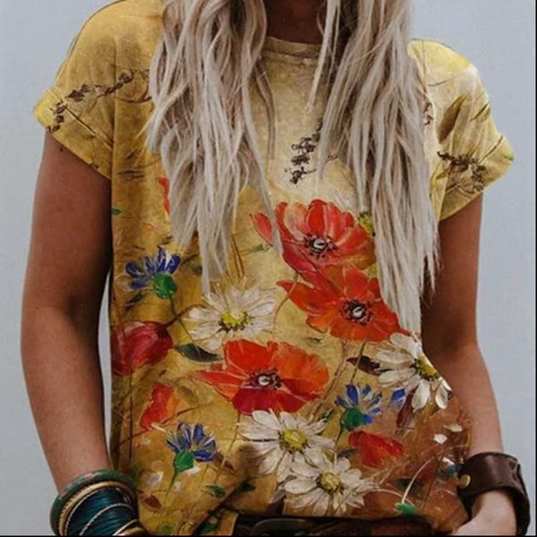 

women t shirts female floral print o neck casual shirt summer solid color cat short sleeve cartoon loose, White