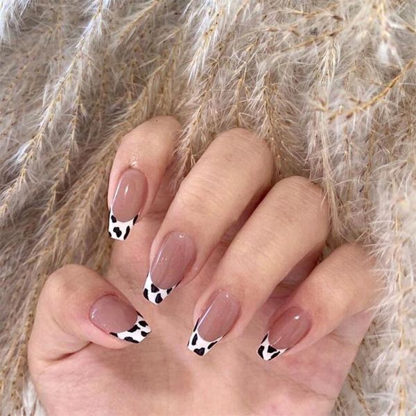 

false nails 24pcs detachable fake leopard designs press on tips for stick-on manicure accessories, Red;gold
