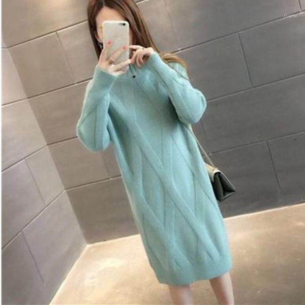 

women's sweaters 2021 autumn winter womens long sleeve sweater pullovers female knitted dress ladies solid thicken warm clothes, White;black