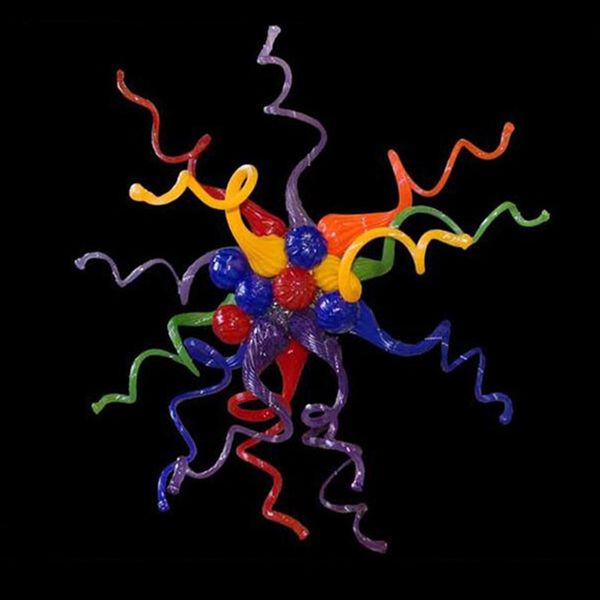 Küçük Sarkıt Lambaları Stil El Üflemeli Cam Sanat Avize Aydınlatma Odası Dekor Restoran Renkli Otel LED Kolye Işıkları 24 Inç