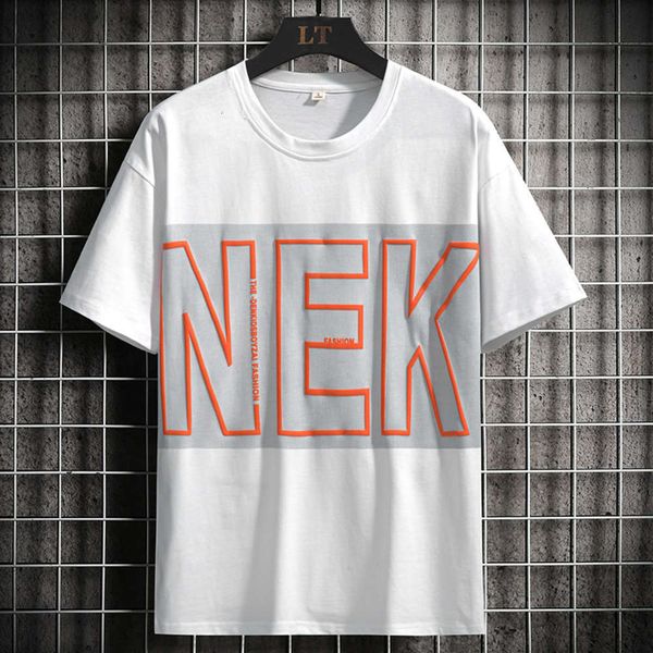 

men's t-shirts t shirt summer thin short relaxed brand white half sleeve round neck big size fat man plus general fashion rla4, White;black