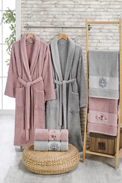 

towel 6pcs couple bath robes winter-autumn men woman hair 50x85cm x2 body 70x135cm present